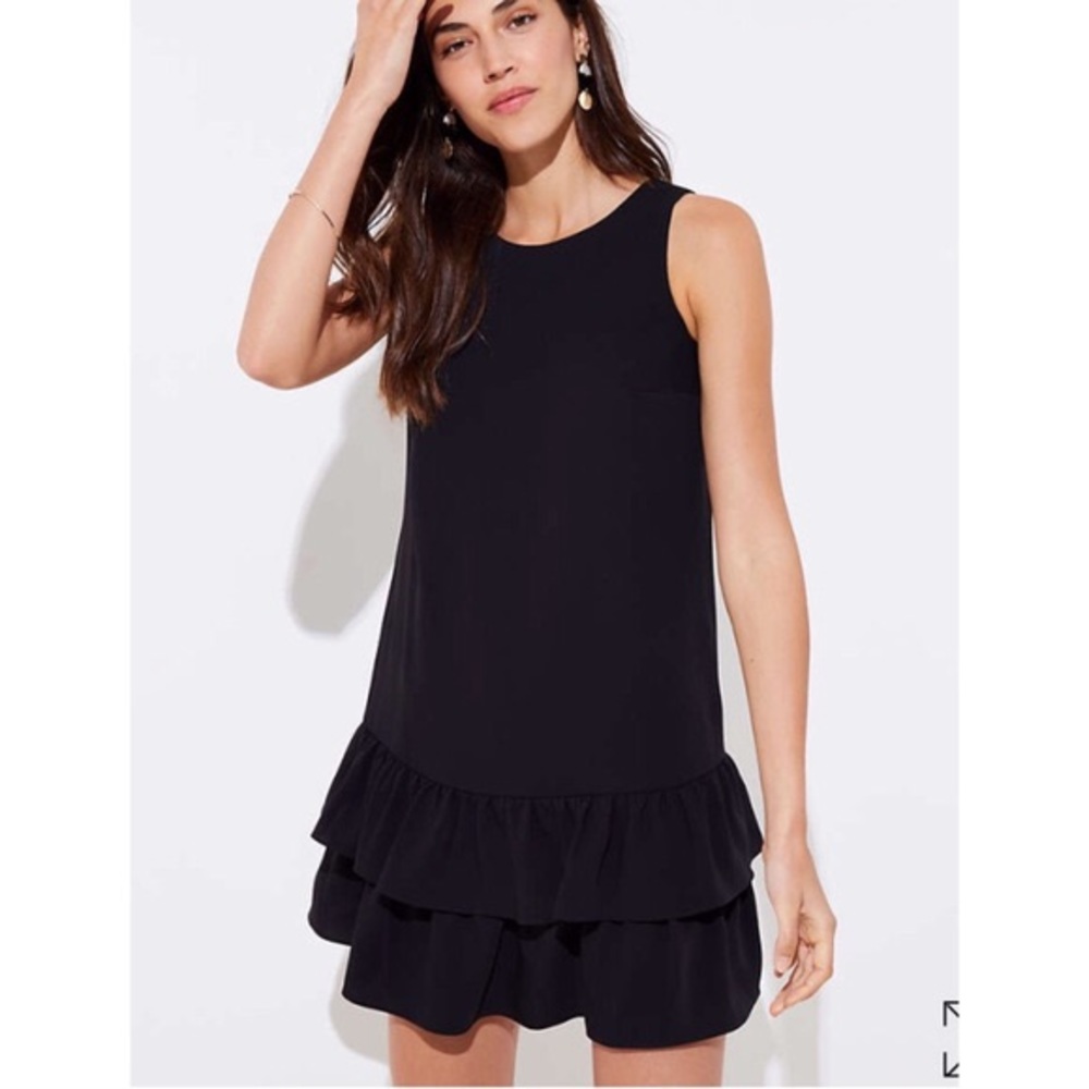 LOFT Back Cutout Ruffle Hem Dress